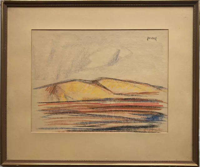 Wachskreide Expressionist Ivan Jordell 1901-1965 Hohe Dünen am Meer Mid Century