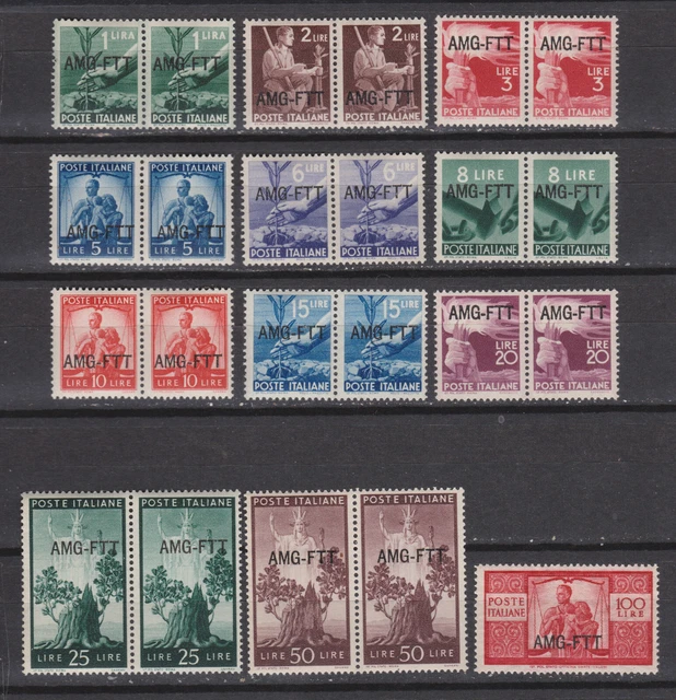 Italy Trieste sc# 58-69 MNH OG pairs & single Zone A AMG-FTT 1949 mint