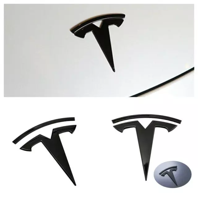 Pour Badge de capot avant avec logo 3D noir T pour Tesla Model 3 Model Y