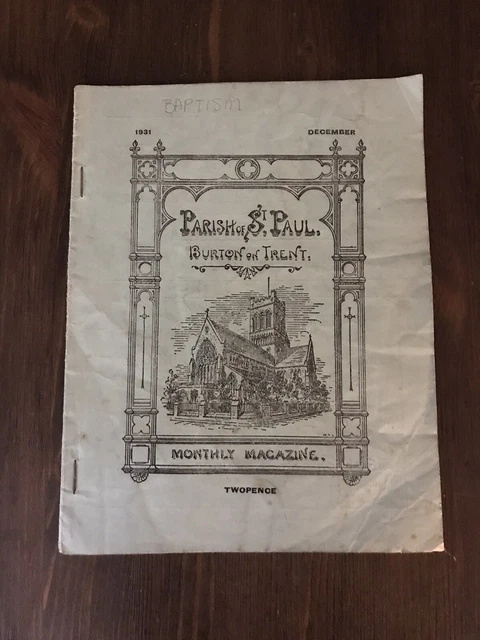 Parish Of St Paul Burton On Trent Monthly Magazine December 1931 Good Condition