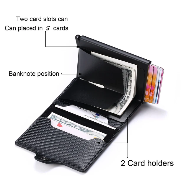 ID Card Holder Wallet Brand Men Anti Rfid Blocking Protected Magic Leather