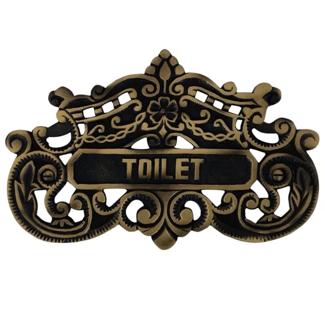 Victorian Style Toilet Door Sign in Hand Highlighted Bronze