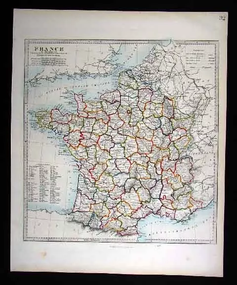 1846 SDUK Map - France Departments  Paris Antique Atlas