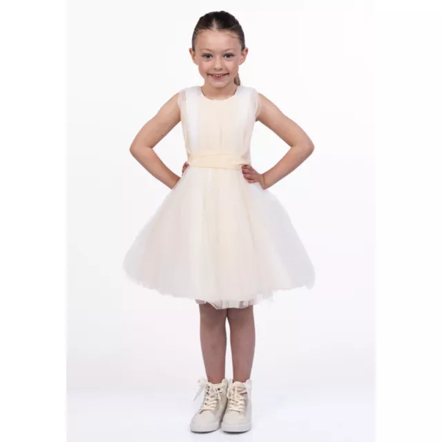 ALICE PI Abito bambina tulle cerimonia inserti crema 3/4 5/6 16 anni