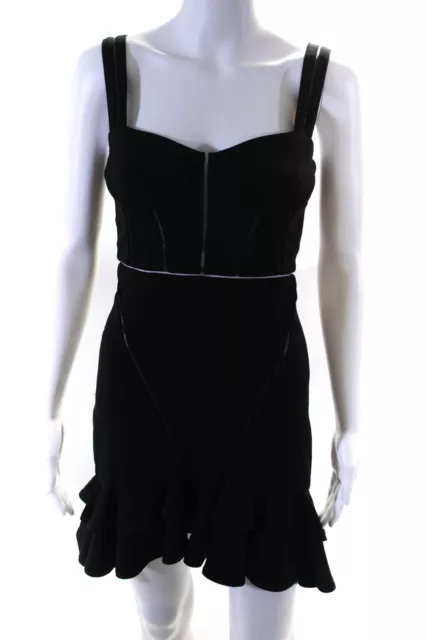 Jonathan Simkhai Womens Ruffle Hem Sleeveless Sheath Dress Black Size 0