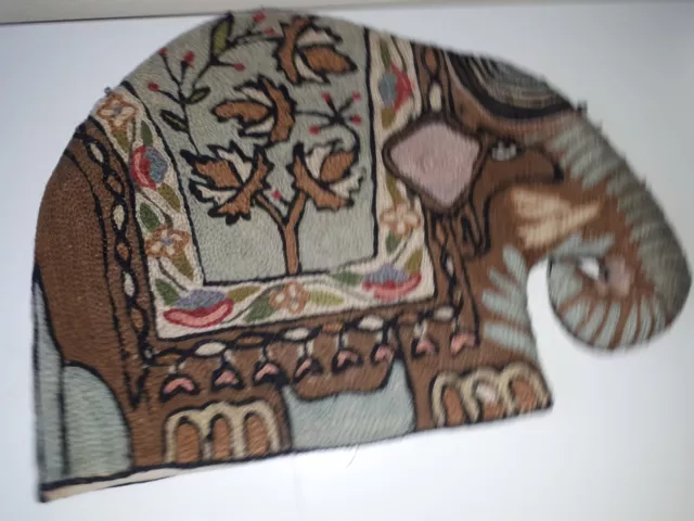 Vintage Boho elephant tea cosy multi-coloured embroidered wool Indian unusual