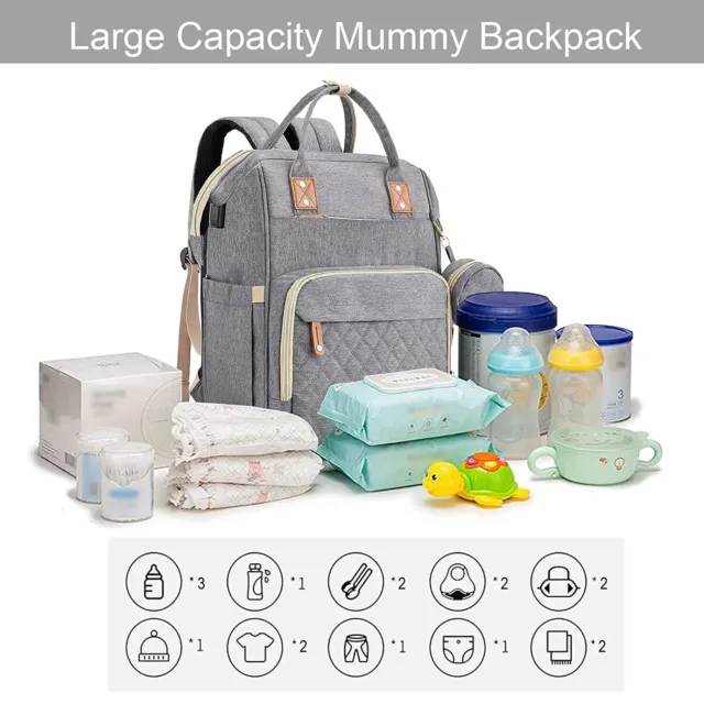 Multi-Functional Baby Diaper Bag Backpack with Bassinet Changing Station Crib 7