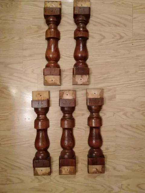 5 Vintage Architectural Salvage Wood Baluster Spindles 17.5 inches