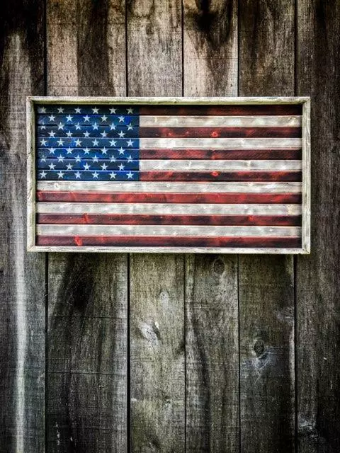 Rustic wood 3ft American flag wall art