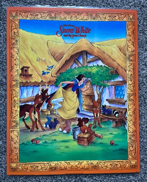 90s Vtg RARE Disney Poster Print Laminated A3 16" x 20" Snow White 2