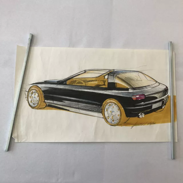 Car Styling Concept Illustration Art Drawing Sketch Vintage Signed 1986