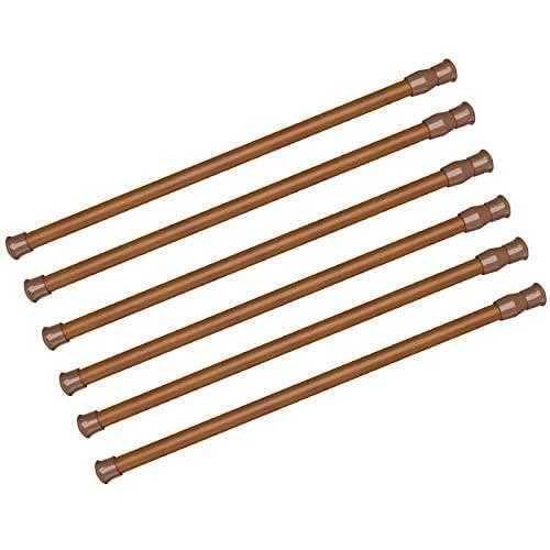 6Pcs Expandable Spring Tension Rods s 15.7 to 28 inch Tension Curtain Rod Wood