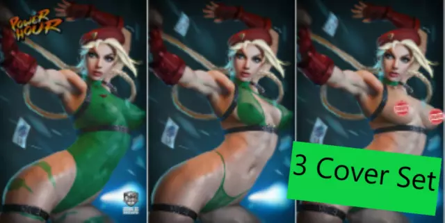 Power Hour #1 Shikarii Cammy Fighter Cosplay 3 Cover Set Black Ops Publishing