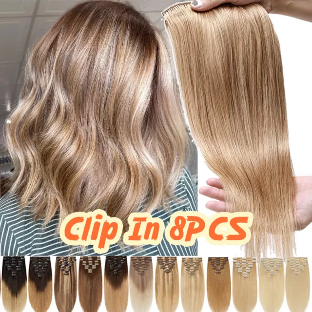 25- 60cm Dick Clip In Human Hair Extensions Remy Echthaar Haarverlängerung Lange