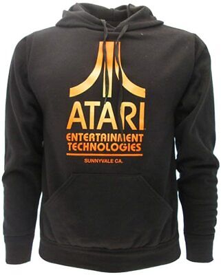 Felpa Atari Originale Logo con Cappuccio Nera Prodotto Ufficiale Atari