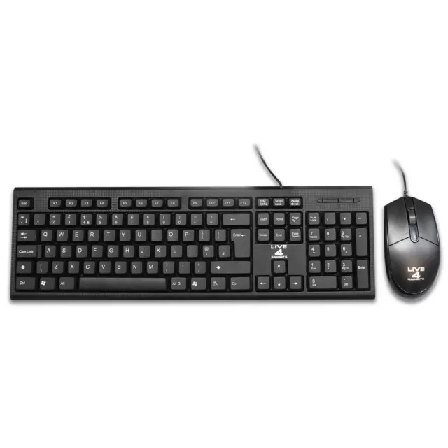 USB Keyboard and Mouse Combo Set Wired / UK Retail Boxed Qwerty / Black Colour