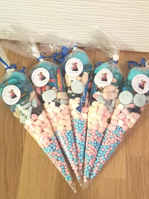 large frozen themed pre filled sweet cones kids birthday party bags