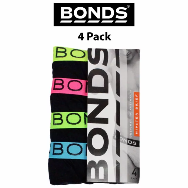 Mens Bonds Basic Everyday New Hipster Brief 4 Pack Work & Play Cotton M38DM4