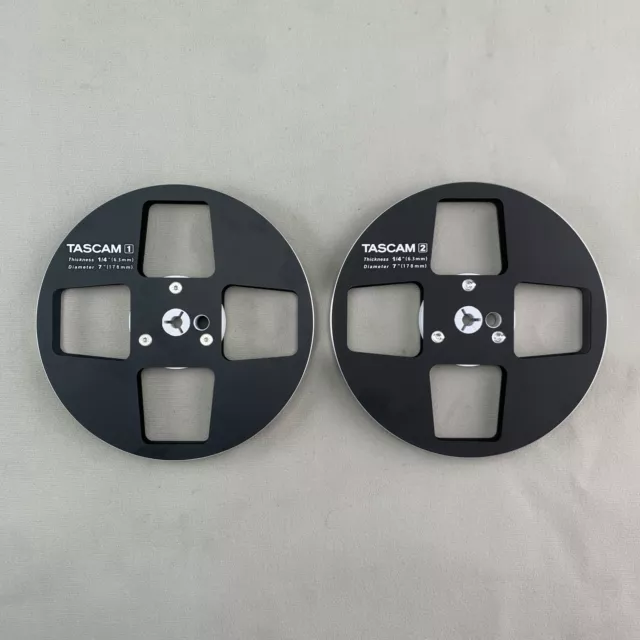 🏅 1 Pair Aluminum TASCAM Black 7'' 1/4 Take Up Reel For Open Reel Tape Recorder 2