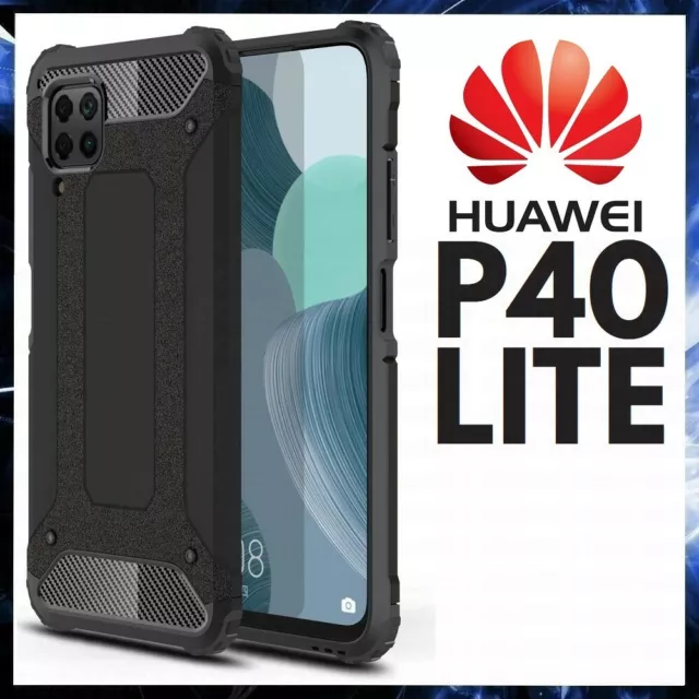 Cover Rigida Per Huawei P40 Lite Custodia Nera Antiurto Ibrida Armor Cantiere