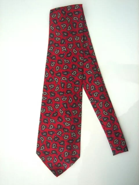 Belle Cravate Pierre Cardin Soie Rouge Motif Cachmire Neuve/New Silk Tie