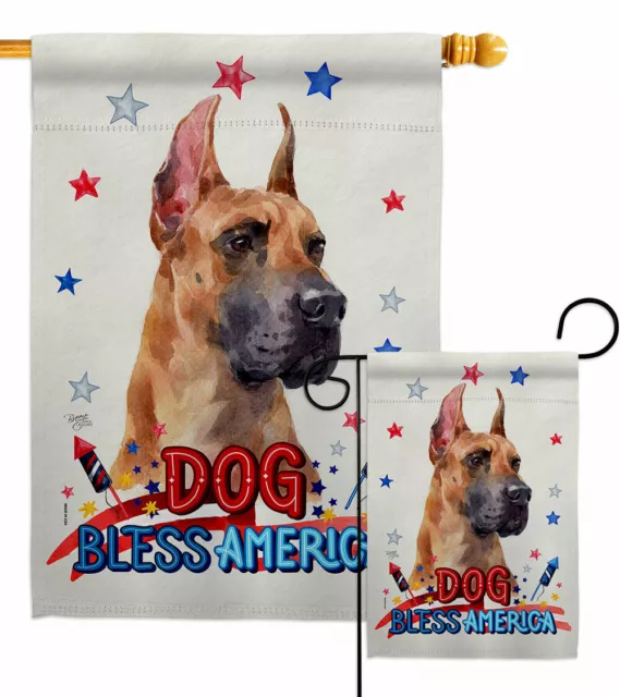 Patriotic Fawn Great Dane Garden Flag Animals Dog Decorative Gift Yard Banner