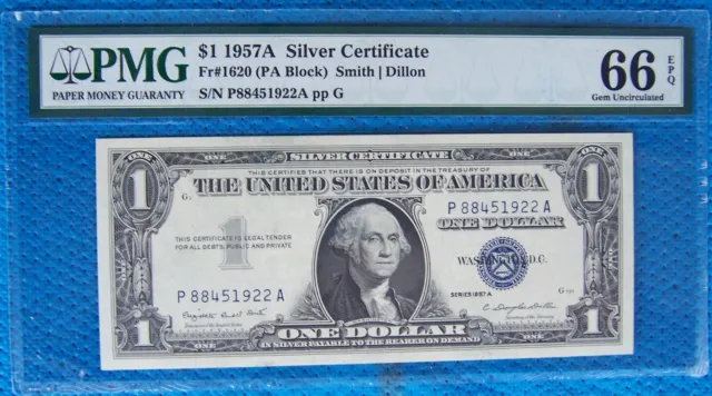 1957-A 1$ Silver Certificate Note Fr# 1620 (Pa Block) 66 Ppq