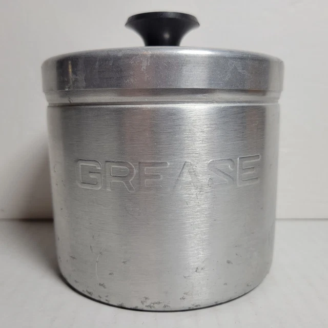 ALUMINUM GREASE CANISTER Container Jar With Lid No Strainer Vintage