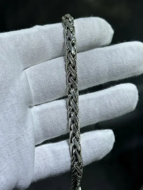 Argent Sterling Fait à la Main Unique Byzantin Motif Bracelet Lien Double Verrou