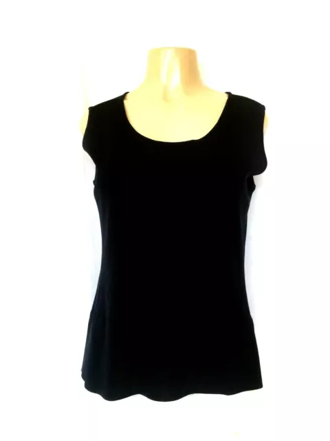 Exclusively Misook Tank Top Blouse Shirt Sleeveless Scoop Neck Black Knit M