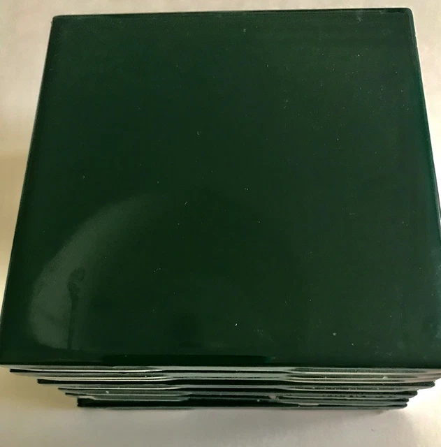 10 Pieces of Vintage Florida Glossy Forest Green 4 3/8” Tile NOS More Available