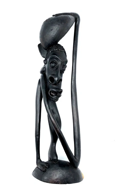 Makonde Shetani 20" Carved Wood Tanzania Statue Sculpture Tribal Figure Folk Art