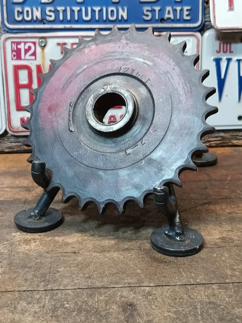 Vintage cast iron  gear sprocket Steampunk industrial lamp base project