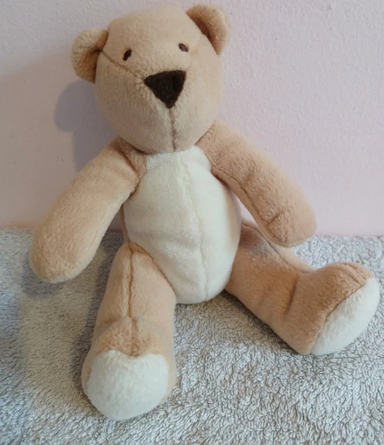 VINTAGE ST MICHAEL Marks & Spencer Beanie Tan Teddy Bear Soft Toy