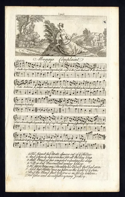 Rare Antique Print-MOGGY'S COMPLAINT-OLD ENGLISH SONG-Welcker-1760
