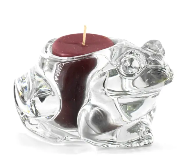 Vintage Indiana Glass Co Clear Crystal Glass Frog Votive Candle Holder