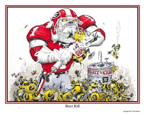 Georgia Bulldogs Football vs. tech Dave Helwig 2007 "Buzz Kill" artwork