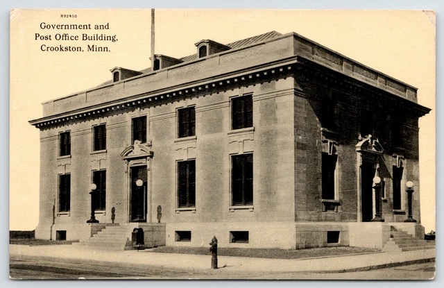 Crookston MN Lamps Cast Shadows on Federal Govt Bldg & Post Office~Fire Hydrant