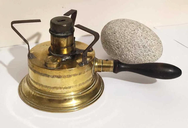 Ancien Poêlon / Réchaud à Alcool Ou Pétrole – Brûleur Recharge En Laiton – France