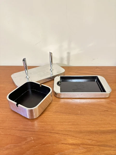 William Sklaroff Radius One Smith Metal Arts Mid Century Chrome Ashtray Desk Set