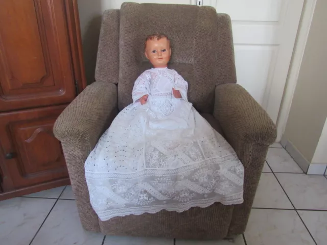 jolie robe de baptême ancienne + petit bonnet crocheté