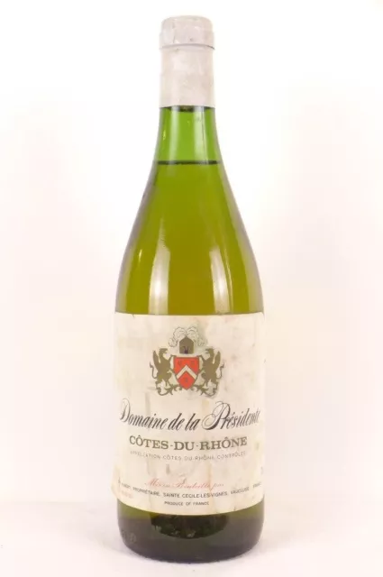 côtes du rhône domaine de la présidente (non millésimé années 1980 à 1990) blanc