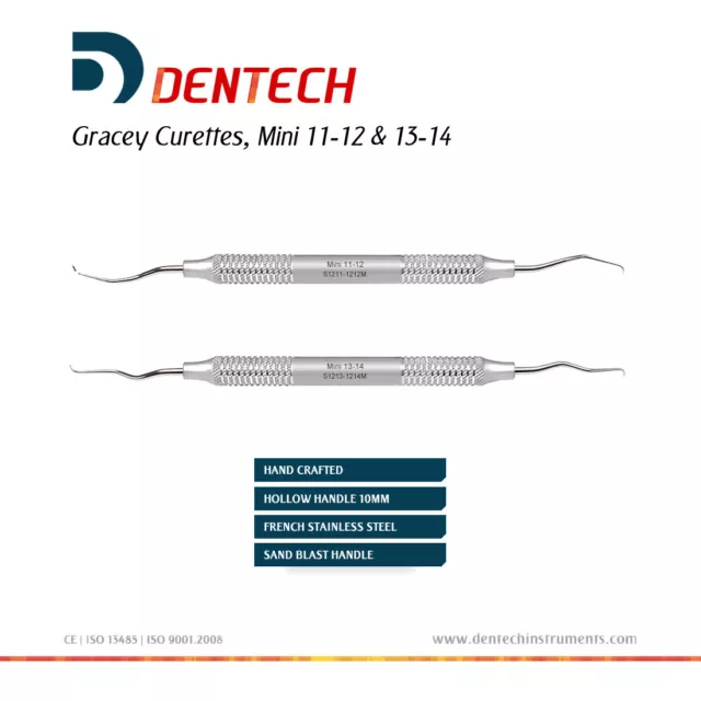 Dental Hand Gracey Mini 11-12 & Min 13-14 Curette Periodontal Instrument 'CE'