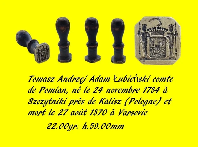 SCEAU ARMOIRIE HÉRALDIQUE de Tomasz Andrzej Adam Łubieński 1784 1870