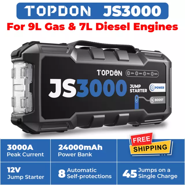 TOPDON JS3000 Démarreur de voiture Jump Starter Booster 24000mAh Powerbank