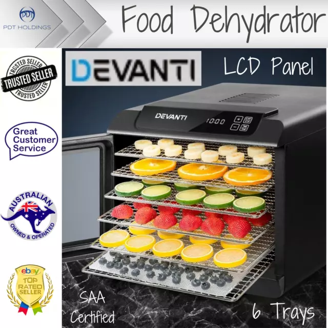 Devanti 6 Tray Food Dehydrators Commercial Beef Jerky Maker Fruit Dryer Black