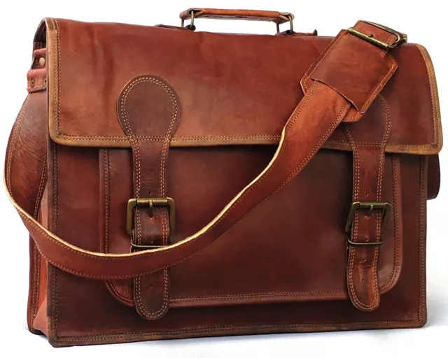 Mens Genuine Vintage Leather Satchel Messenger Man HandBag Laptop Briefcase  Bag