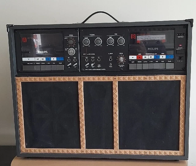 VINTAGE PHILIPS LARGE Boombox Model D6650 Double Cassette Studio 2