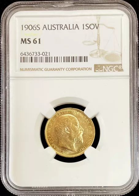 1906 S Gold Australia Sovereign 7.9811 Grams King Edward Vii Ngc Mint State 61