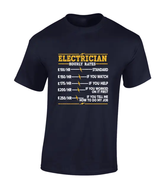 Hourly Rates Electrician Mens T Shirt Funny Gift Idea Present Top New